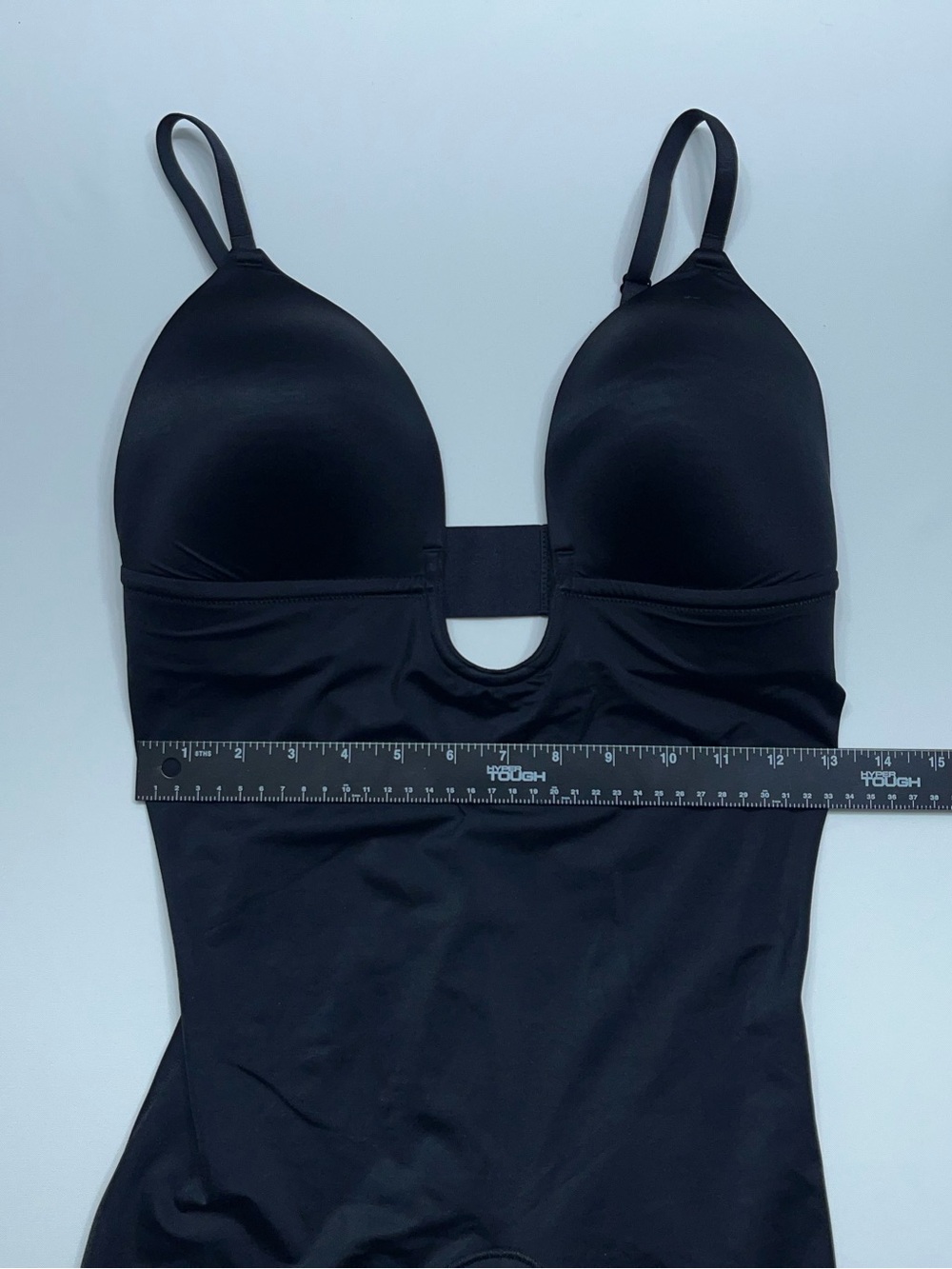 SPANX Suit Your Fancy Shaping Plunge Low Back Mid Thigh Bodysuit Womens XL Black - Picture 5 of 13